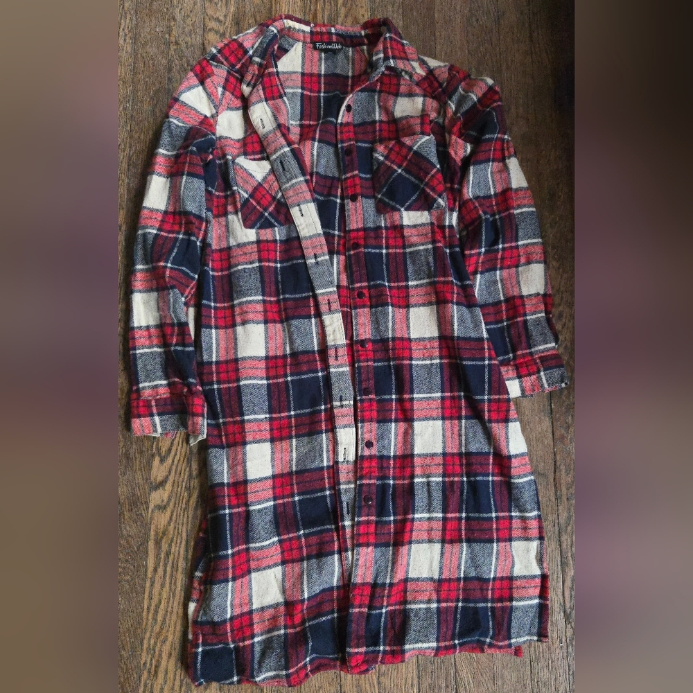 Long Flannel Shirt Size Large